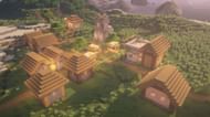 This seed houses diamonds beneath the village church (Image via Mojang)